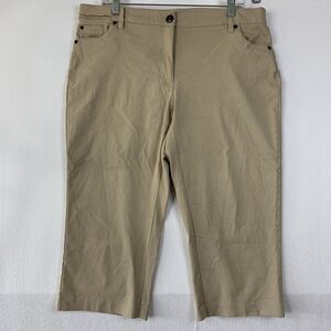 Zac & Rachel Pants Women 16W Capri Khaki Chino Casual Cropped Normcore Modern